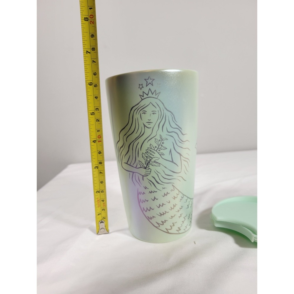 Starbucks   Iridescent Mermaid Siren Aqua Mint Green  Ceramic 12oz Tumbler 2020 - Picture 8 of 8
